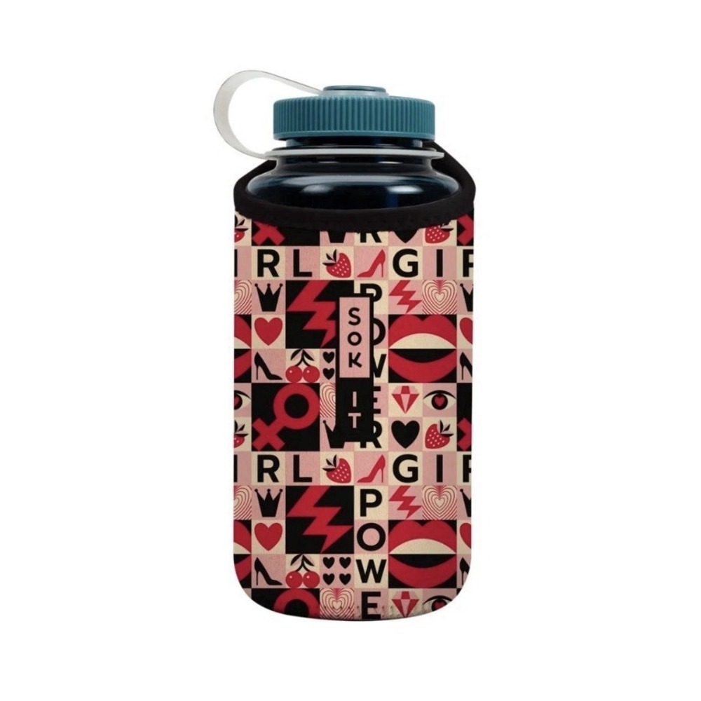 Sok-It Nalgene BotlSok Reusable Neoprene Bottle Sleeve Girl Power 32oz NEW
